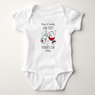 Onze eerste Vaderdag Funny Cheers Baby Jongensnaam Romper