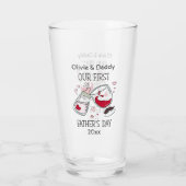 Onze eerste Vaderdag Girl Funny Cheers Glas (Achterkant)