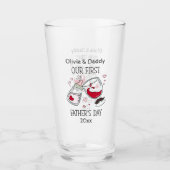 Onze eerste Vaderdag Girl Funny Cheers Glas (Voorkant)