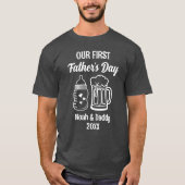 Onze eerste Vaderdag matching papa en Baby T-shirt (Voorkant)