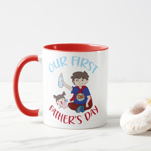 Onze eerste vaderdag mok (Met donut)