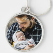 Onze Eerste Vaderdag Nieuwe Pap en Baby Foto Sleutelhanger (Voorkant)