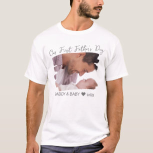 Onze Eerste Vaderdag Nieuwe Papa & Baby Foto T-shirt