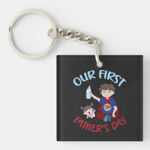 Onze eerste vaderdag op maat sleutelhanger