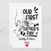 Onze eerste Vaderdag samen 2023, aangepaste namen Feestdagenkaart (Voorkant / Achterkant)