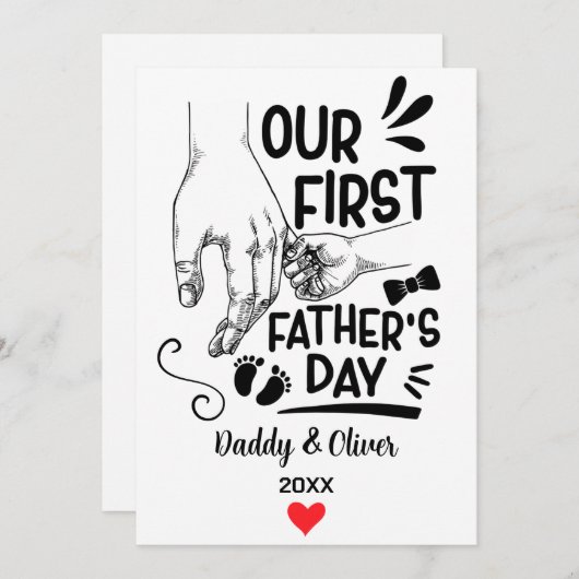 Onze eerste Vaderdag samen 2023, aangepaste namen Feestdagenkaart (Voorkant / Achterkant)