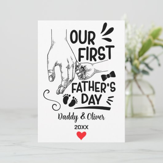 Onze eerste Vaderdag samen 2023, aangepaste namen Feestdagenkaart (Staand voorkant)