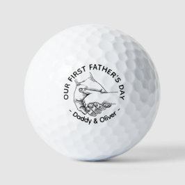 Onze eerste Vaderdag, samen, baby en papa Golfballen