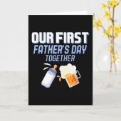 Onze Eerste Vaderdag Samen Bier En Melk Dads Kaart (Gele Bloem)