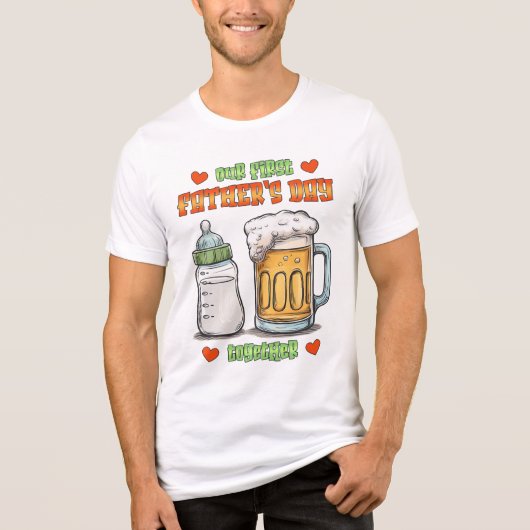 Onze eerste vaderdag samen – fles en bier Tri-Blend shirt (Voorkant)