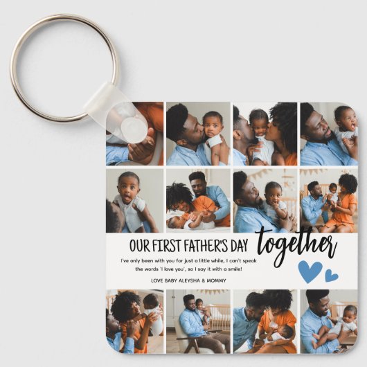 Onze eerste Vaderdag samen! Fotocollage Sleutelhanger (Voorkant)