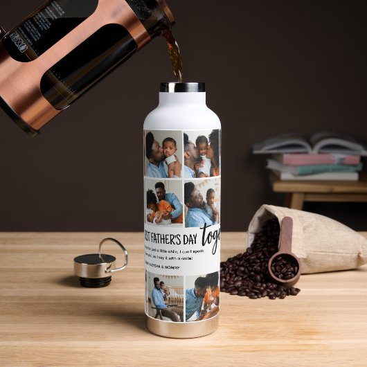 Onze eerste Vaderdag samen! Fotocollage Waterfles (Koffie)