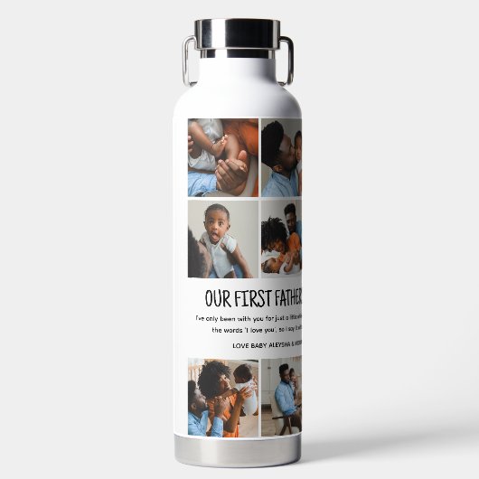 Onze eerste Vaderdag samen! Fotocollage Waterfles (Voorkant)