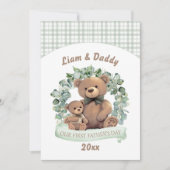 Onze eerste Vaderdag schattige Beren jongen Feestdagenkaart (Voorkant)