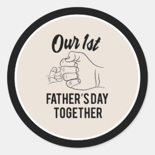 Onze eerste Vaderdag woordkunst Ronde Sticker