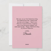 Onze Eerste Valentijn als Man & Vrouw Foto Roze Feestdagenkaart (Achterkant)