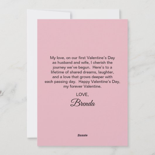 Onze Eerste Valentijn als Man & Vrouw Foto Roze Feestdagenkaart (Achterkant)