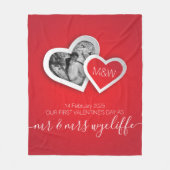 Onze eerste Valentijn als Mr & Mrs Heart Foto Fleece Deken (Voorkant)