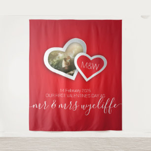 Onze eerste Valentijn als Mr & Mrs Heart Foto Wandkleed