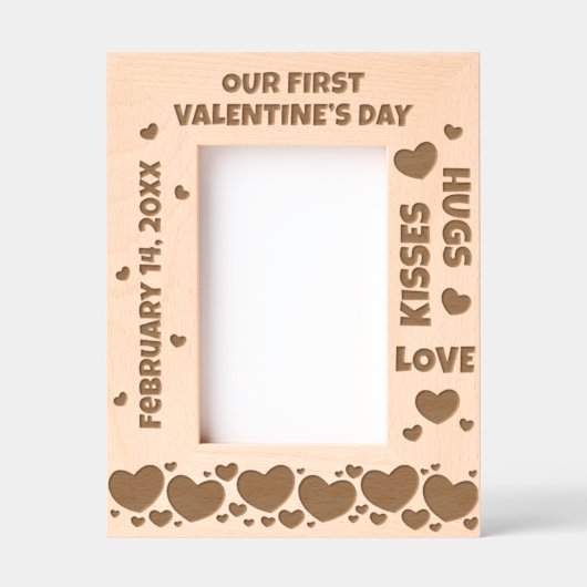 Onze eerste Valentijnsdag aangepaste tekst Gegraveerde Lijstjes (Voorkant)