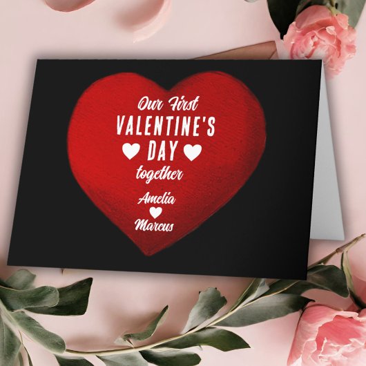 Onze eerste Valentijnsdag in combinatie met hartst Feestdagen Kaart