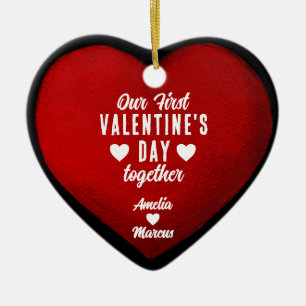 Onze eerste Valentijnsdag in combinatie met hartst Keramisch Ornament