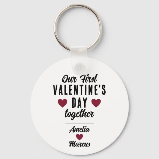 Onze eerste Valentijnsdag in combinatie met hartst Sleutelhanger (Achterkant)