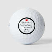 Onze eerste Valentijnsdag koppels hart monogram Golfballen (Voorkant)