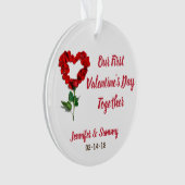 Onze eerste Valentijnsdag persoonlijke versiering Ornament (voorkant)