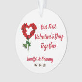 Onze eerste Valentijnsdag persoonlijke versiering Ornament (voorkant)