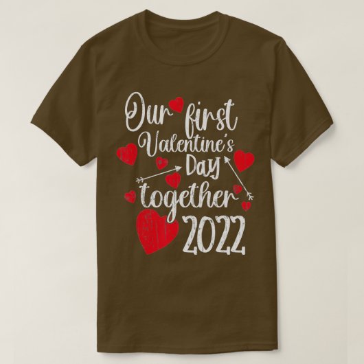 Onze eerste Valentijnsdag samen 2022 Matching Co T-shirt (Design voorkant)