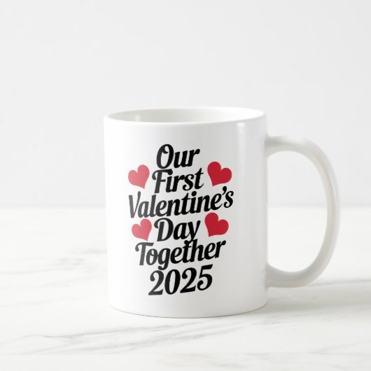 Onze eerste Valentijnsdag samen 2025 Koffiemok (Rechts)