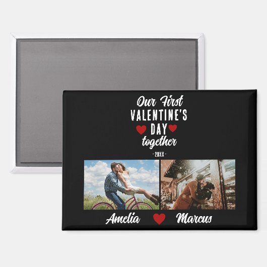 Onze eerste Valentijnsdag samen 2 Foto's Magneet (Voorkant / Achterkant)