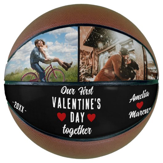Onze eerste Valentijnsdag samen 2 foto's zwart Basketbal (Voorkant)