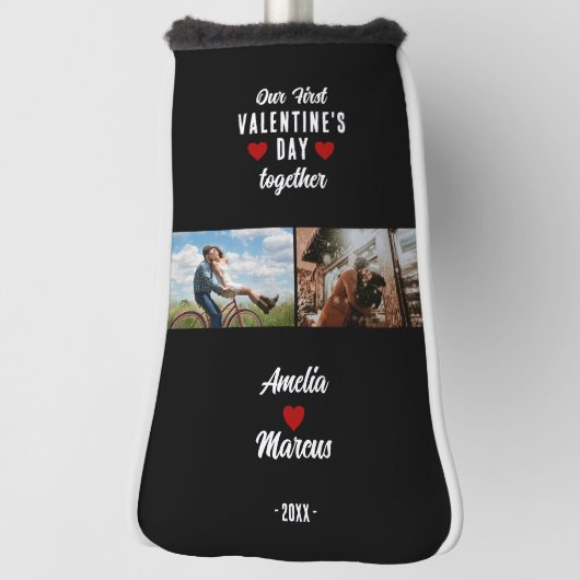 Onze eerste Valentijnsdag samen 2 foto's zwart Golfheadcover (Draai 90)