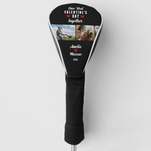 Onze eerste Valentijnsdag samen 2 foto's zwart Golfheadcover (Voorkant)
