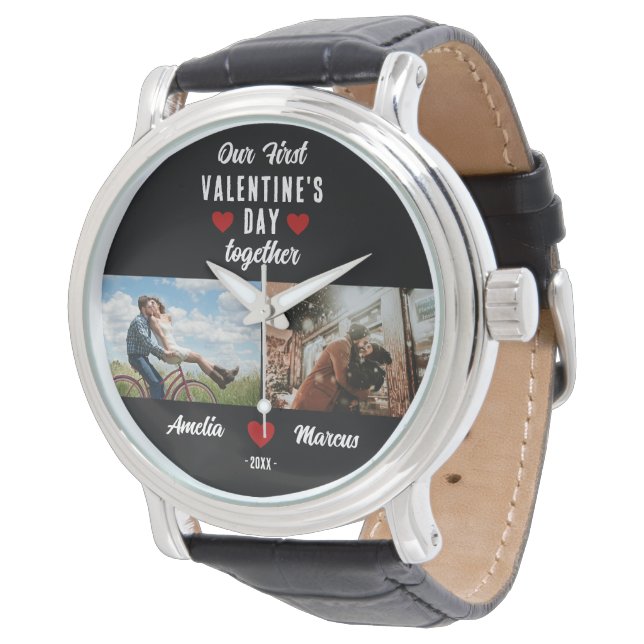 Onze eerste Valentijnsdag samen 2 foto's zwart Horloge (Gekanteld)
