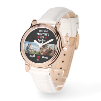 Onze eerste Valentijnsdag samen 2 foto's zwart Horloge