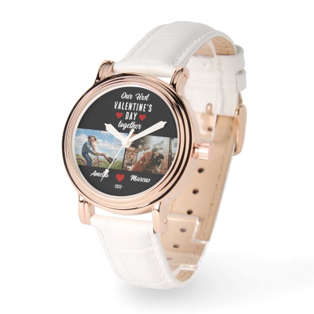 Onze eerste Valentijnsdag samen 2 foto's zwart Horloge (Hoek)