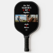 Onze eerste Valentijnsdag samen 2 foto's zwart Pickleball Paddle (Voorkant)