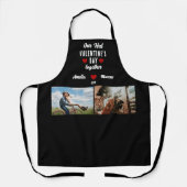 Onze eerste Valentijnsdag samen 2 foto's zwart Schort (Voorkant)