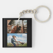 Onze eerste Valentijnsdag samen 2 foto's zwart Sleutelhanger (Achterkant)