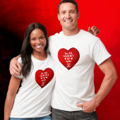 Onze eerste Valentijnsdag samen met het rode hart T-shirt