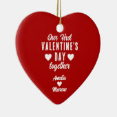Onze eerste Valentijnsdag samen met Paars Red Keramisch Ornament (Rechts)