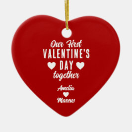 Onze eerste Valentijnsdag samen met Paars Red Keramisch Ornament