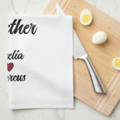 Onze eerste Valentijnsdag samen rood hart Theedoek (Quarter Fold)