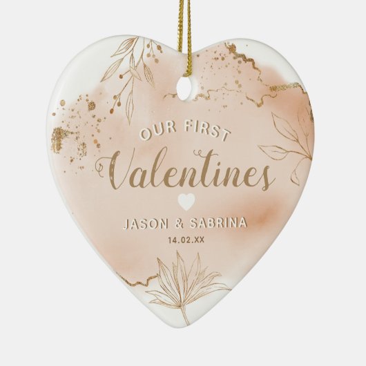 Onze eerste Valentijnse cadeau | Persoonlijke foto Keramisch Ornament (Rechts)