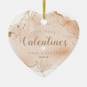 Onze eerste Valentijnse cadeau | Persoonlijke foto Keramisch Ornament (Voorkant)