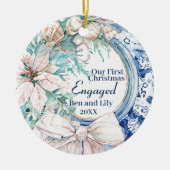 Onze eerste verloofde kerstkrans keramisch ornament (Voorkant)