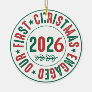 Onze eerste verloofde kerstvakantie keramisch ornament